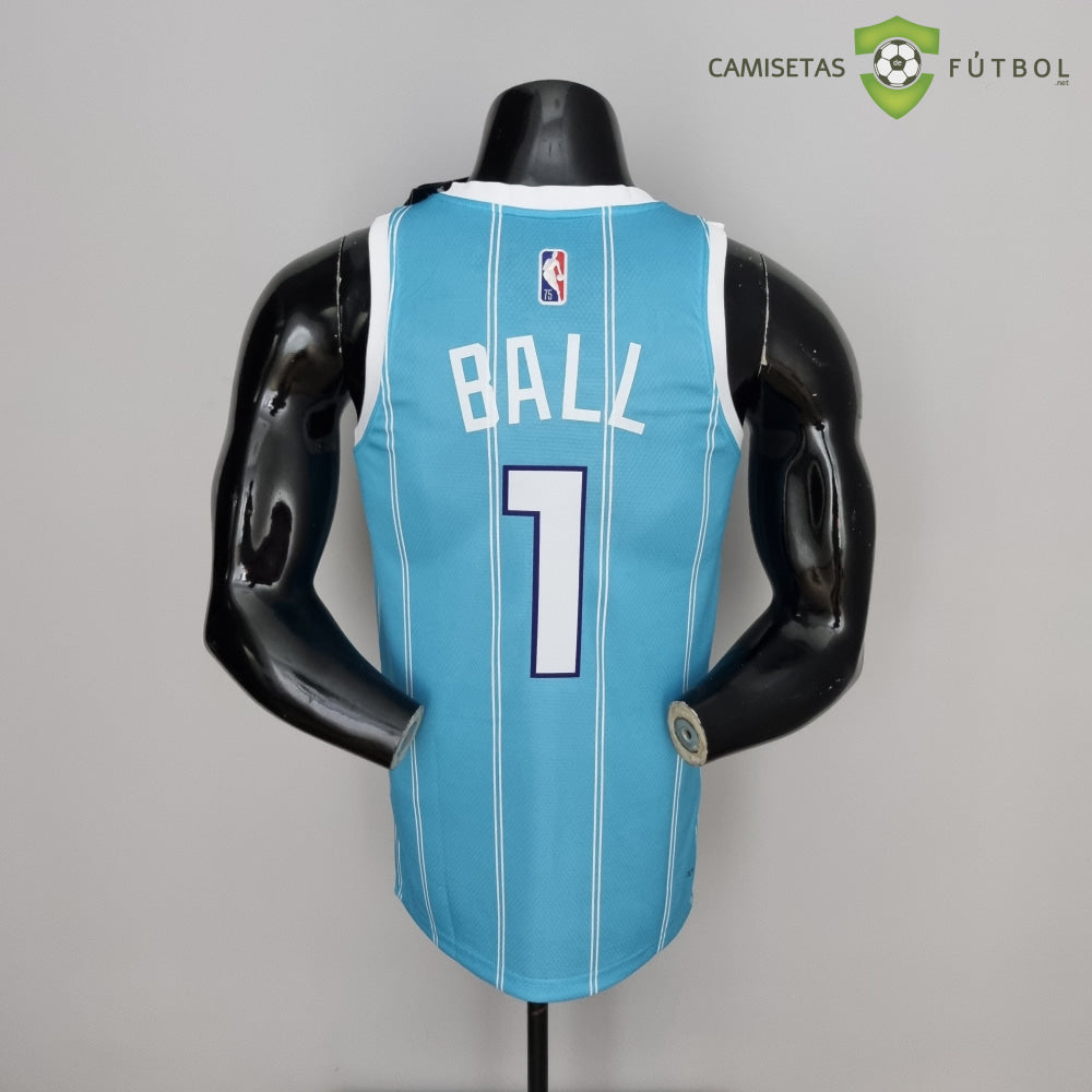 Camiseta Charlotte Hornets 21-22 - Lamelo Ball 1 Azul Rayas Nba