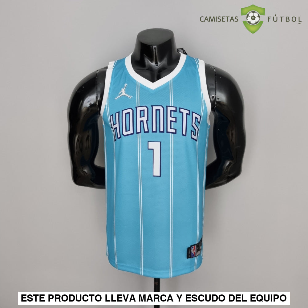 Camiseta Charlotte Hornets 21-22 - Lamelo Ball 1 Azul Rayas Nba