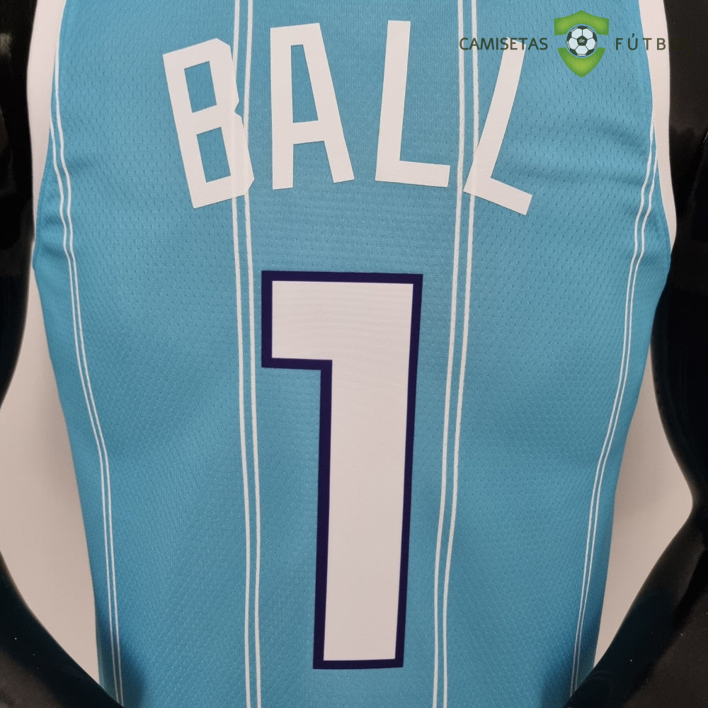Camiseta Charlotte Hornets 21-22 - Lamelo Ball 1 Azul Rayas Nba