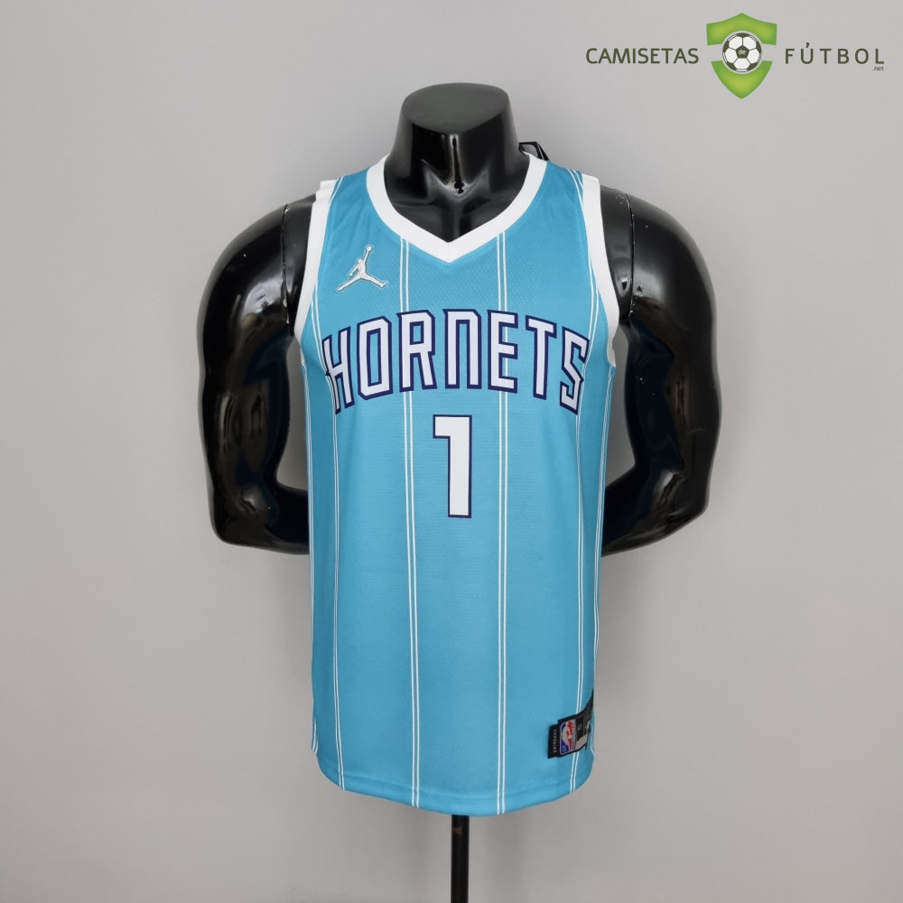 Camiseta Charlotte Hornets 21-22 - Lamelo Ball 1 Azul Rayas Nba
