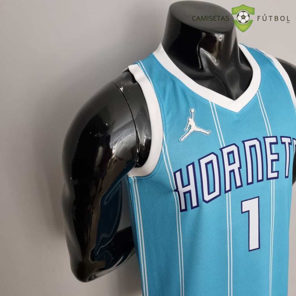 Camiseta Charlotte Hornets 21-22 - Lamelo Ball 1 Azul Rayas Nba