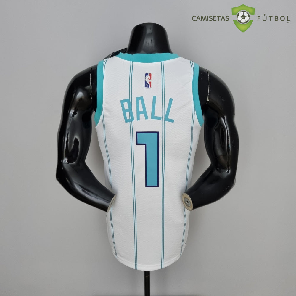 Camiseta Charlotte Hornets 21-22 - Lamelo Ball 1 Blanco Rayas Nba