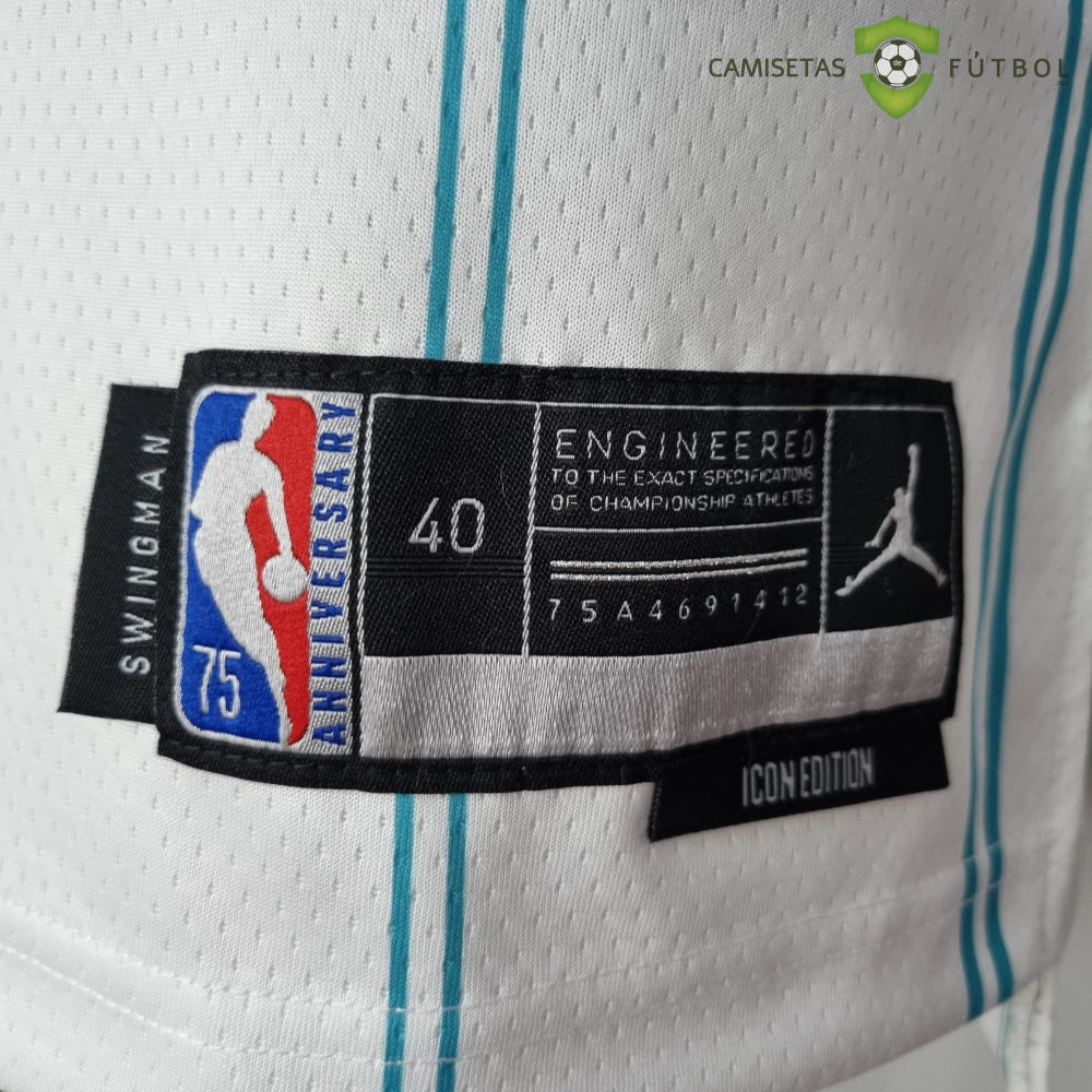 Camiseta Charlotte Hornets 21-22 - Lamelo Ball 1 Blanco Rayas Nba