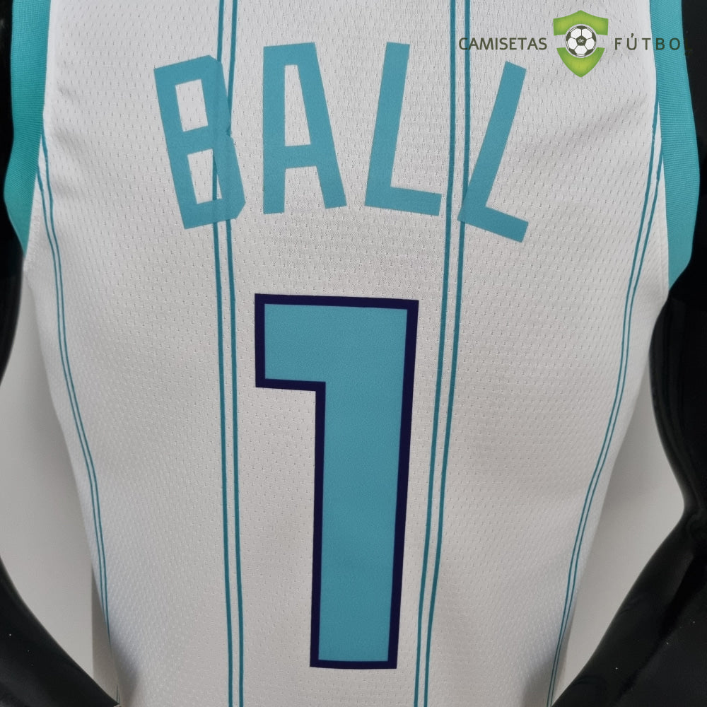 Camiseta Charlotte Hornets 21-22 - Lamelo Ball 1 Blanco Rayas Nba