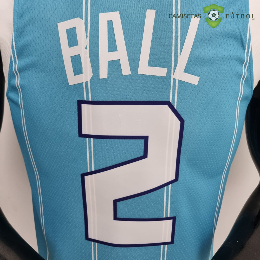 Camiseta Charlotte Hornets 21-22 - Lamelo Ball 2 Azul Rayas Nba