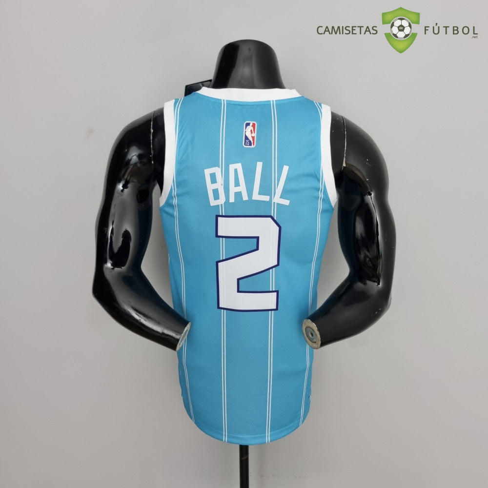 Camiseta Charlotte Hornets 21-22 - Lamelo Ball 2 Azul Rayas Nba