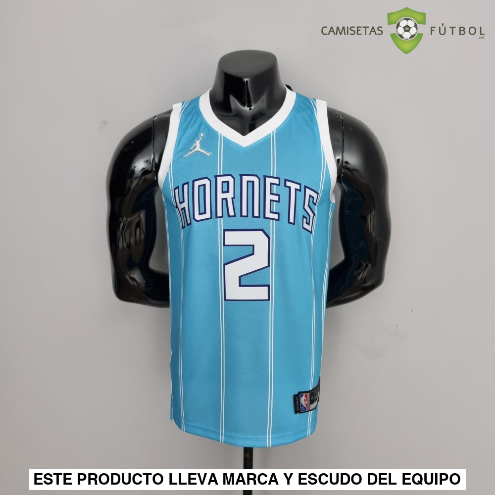 Camiseta Charlotte Hornets 21-22 - Lamelo Ball 2 Azul Rayas Nba