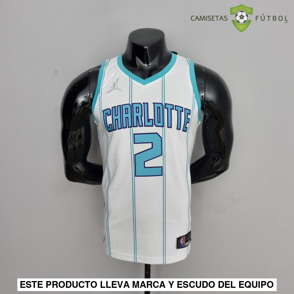Camiseta Charlotte Hornets 21-22 - Lamelo Ball 2 Blanco Rayas Nba
