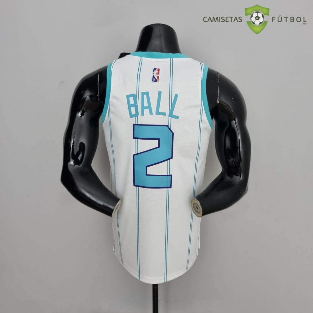 Camiseta Charlotte Hornets 21-22 - Lamelo Ball 2 Blanco Rayas Nba