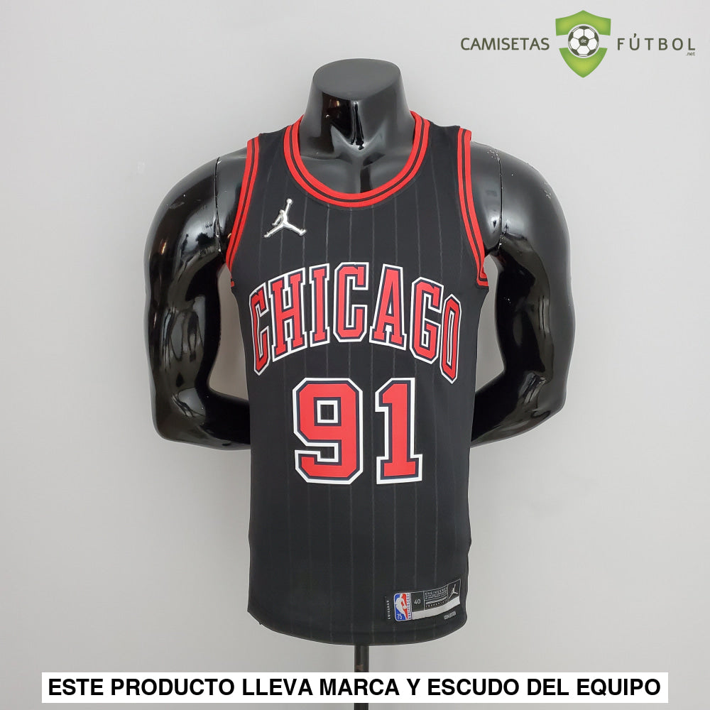 Camiseta Chicago Bulls 21-22 - Dennis Rodman 91 Negro Nba