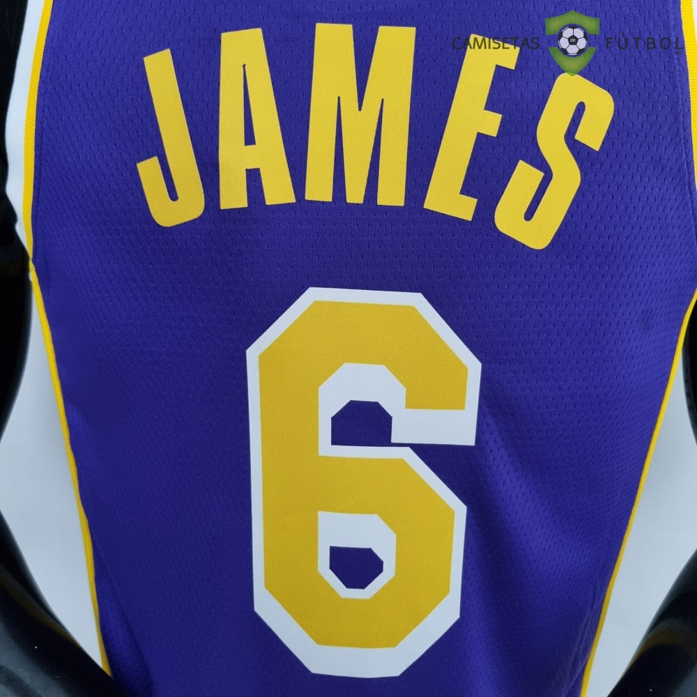 Camiseta Los Angeles Lakers 21-22 - Lebron James 6 Púrpura Amarilla Nba