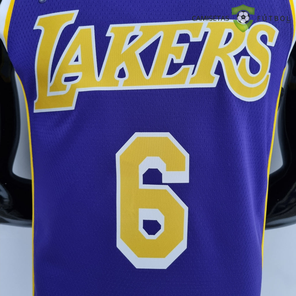 Camiseta Los Angeles Lakers 21-22 - Lebron James 6 Púrpura Amarilla Nba