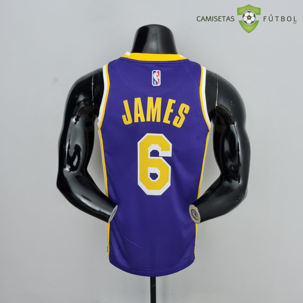 Camiseta Los Angeles Lakers 21-22 - Lebron James 6 Púrpura Amarilla Nba
