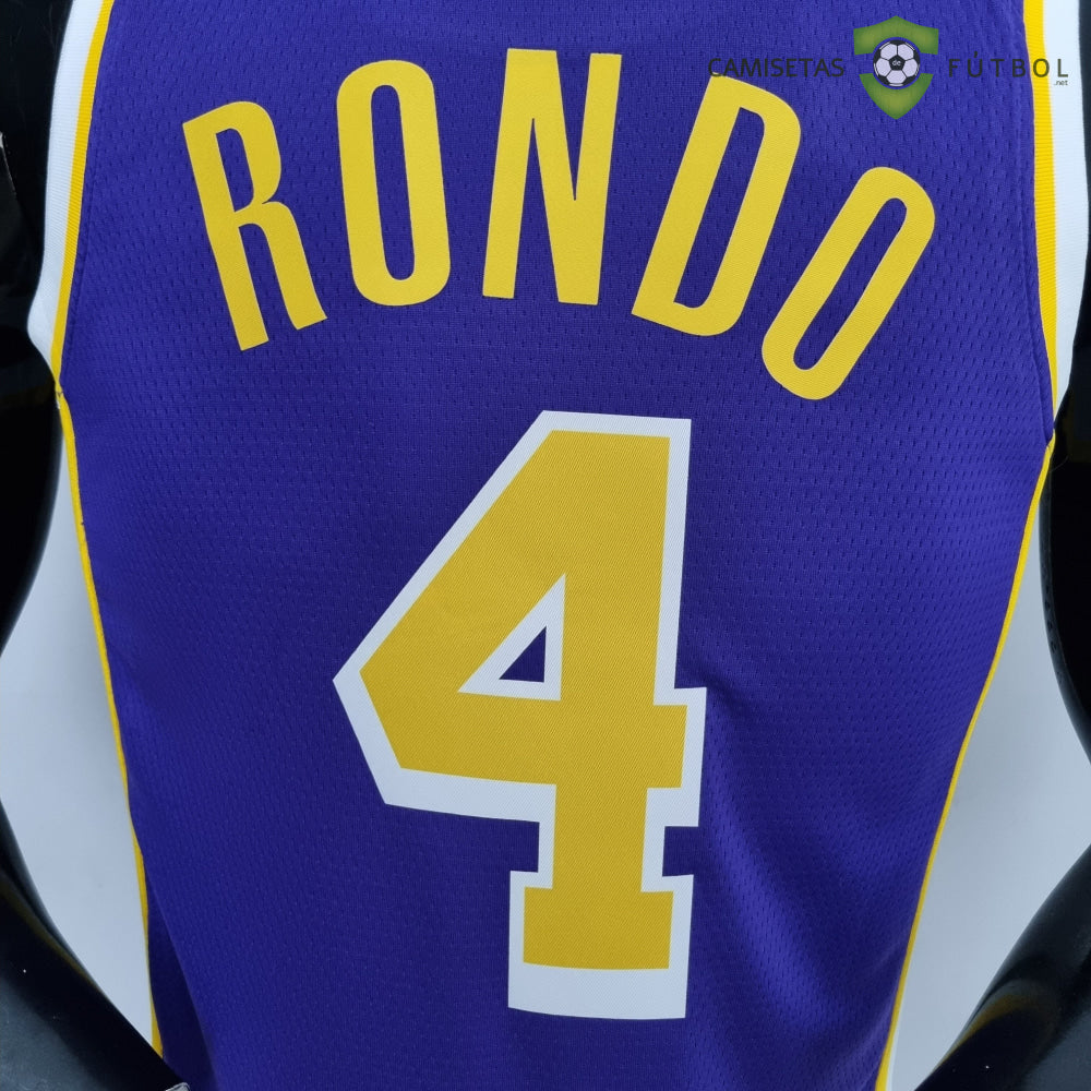 Camiseta Los Angeles Lakers 21-22 - Rajon Rondo 4 Púrpura Amarilla Nba