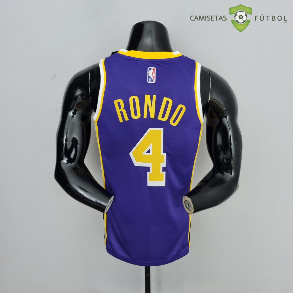 Camiseta Los Angeles Lakers 21-22 - Rajon Rondo 4 Púrpura Amarilla Nba