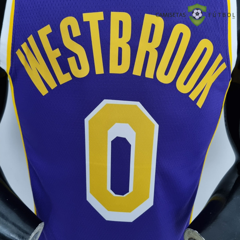 Camiseta Los Angeles Lakers 21-22 - Russell Westbrook 0 Púrpura Amarillo Nba