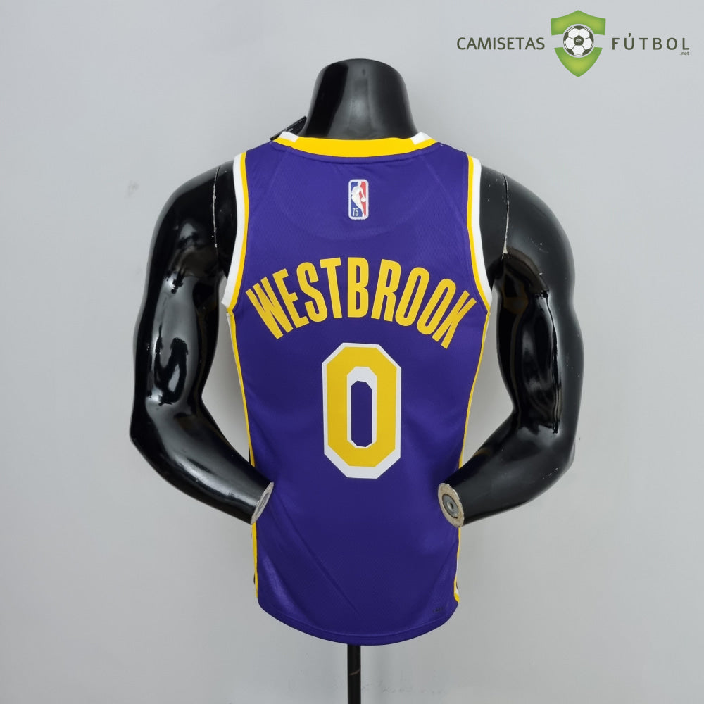 Camiseta Los Angeles Lakers 21-22 - Russell Westbrook 0 Púrpura Amarillo Nba