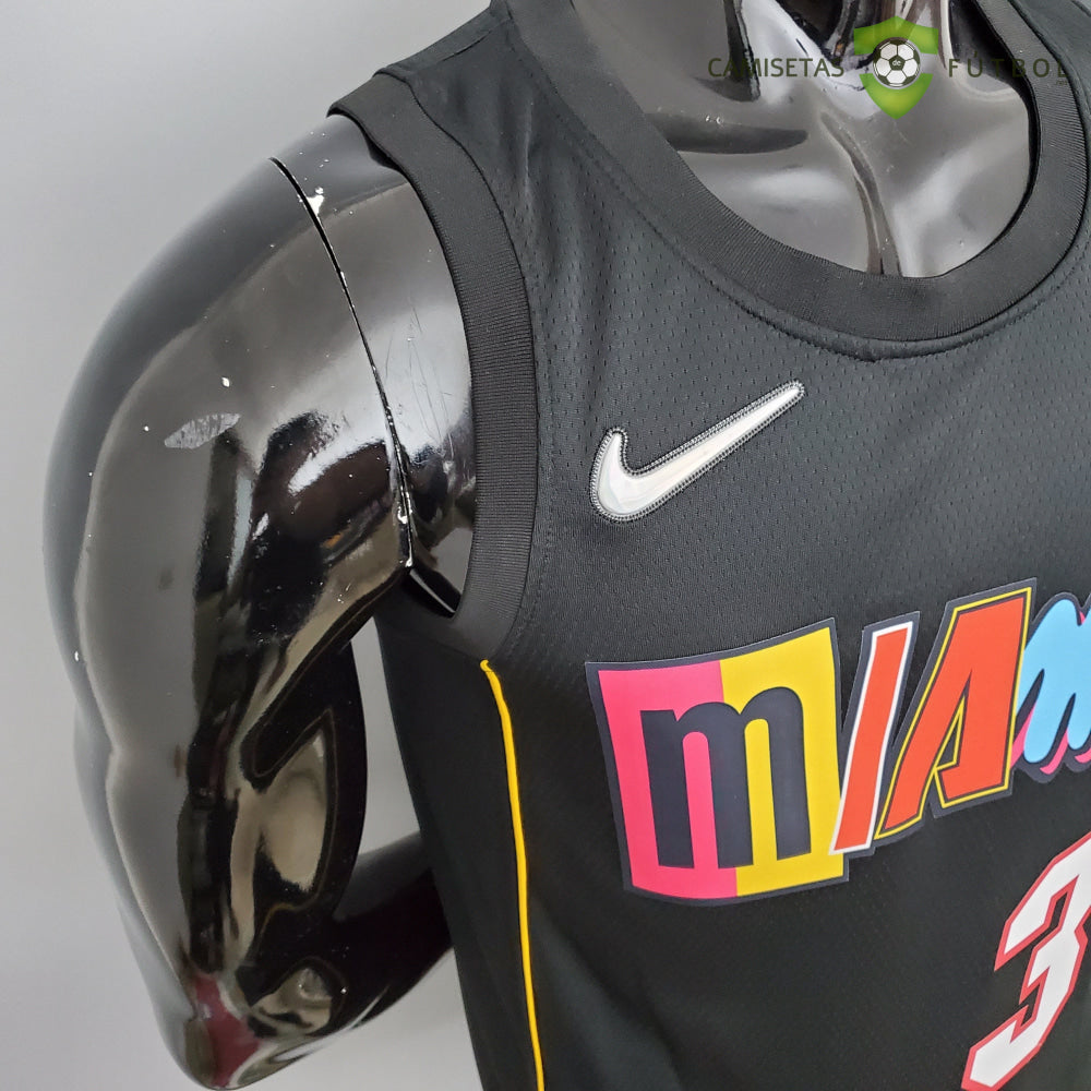Camiseta Miami Heat 21-22 - Dwyane Wade 3 Negro/Colores Nba