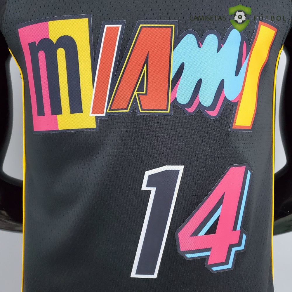 Camiseta Miami Heat 21-22 - Tyler Herro 14 Negro/Colores Nba