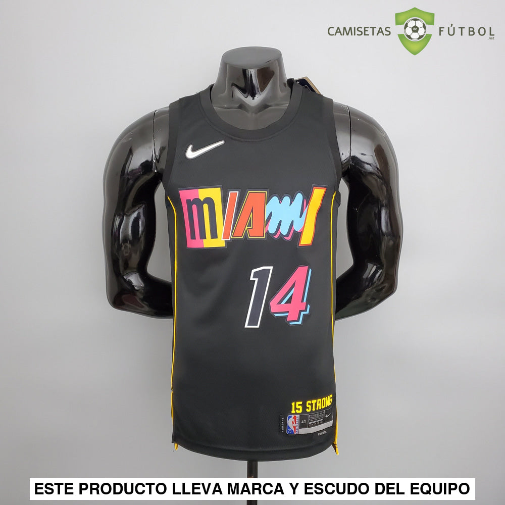 Camiseta Miami Heat 21-22 - Tyler Herro 14 Negro/Colores Nba