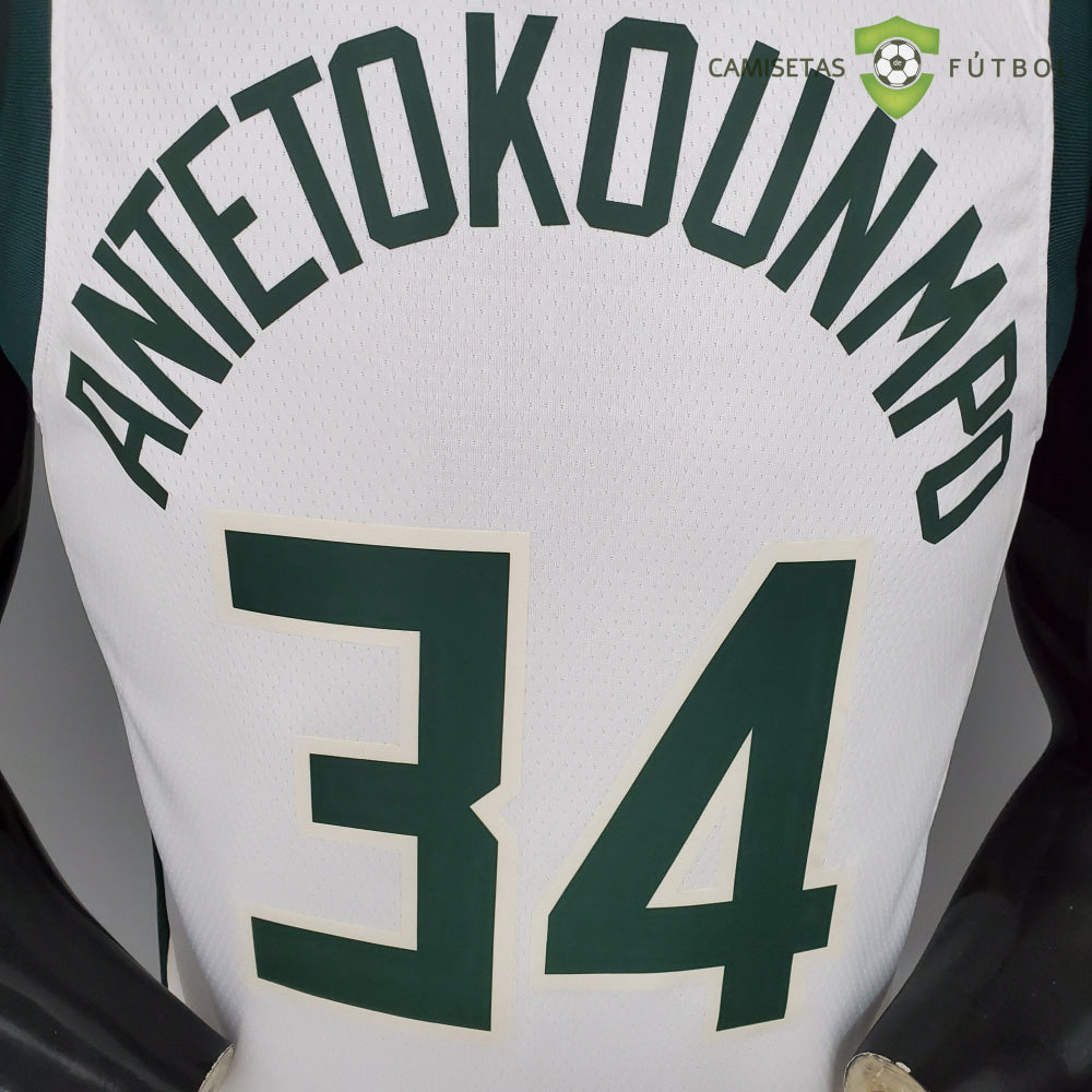 Camiseta Milwaukee Bucks 21-22 - Giannis Antetokounmpo 34 Blanco Nba