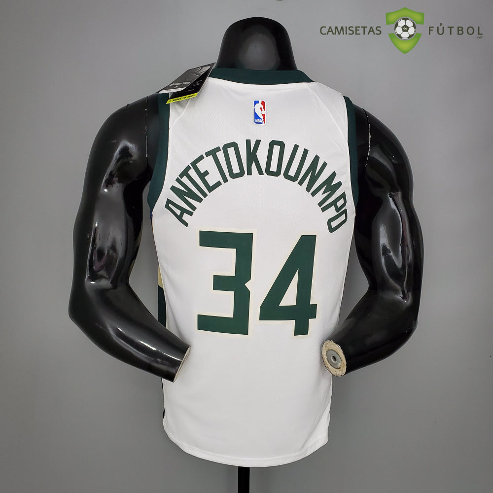 Camiseta Milwaukee Bucks 21-22 - Giannis Antetokounmpo 34 Blanco Nba