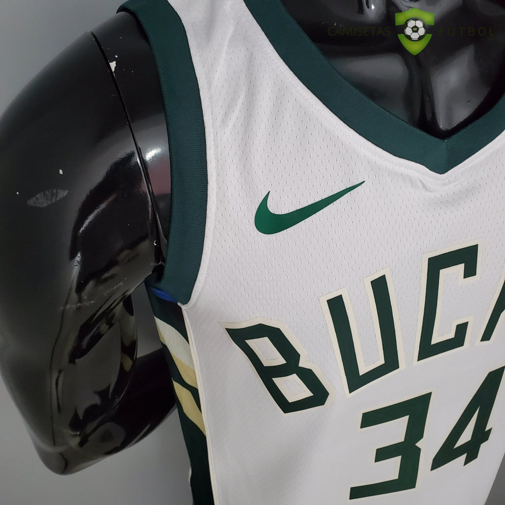 Camiseta Milwaukee Bucks 21-22 - Giannis Antetokounmpo 34 Blanco Nba