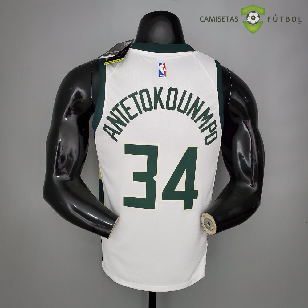 Camiseta Milwaukee Bucks 21-22 - Giannis Antetokounmpo 34 Blanco Nba