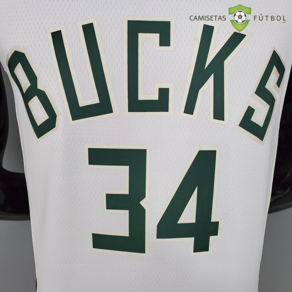 Camiseta Milwaukee Bucks 21-22 - Giannis Antetokounmpo 34 Blanco Nba