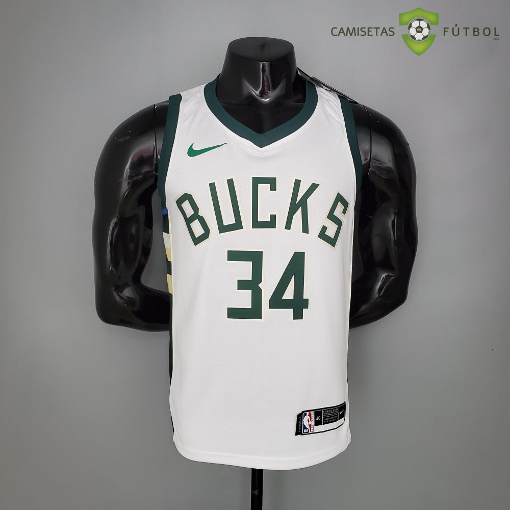 Camiseta Milwaukee Bucks 21-22 - Giannis Antetokounmpo 34 Blanco Nba