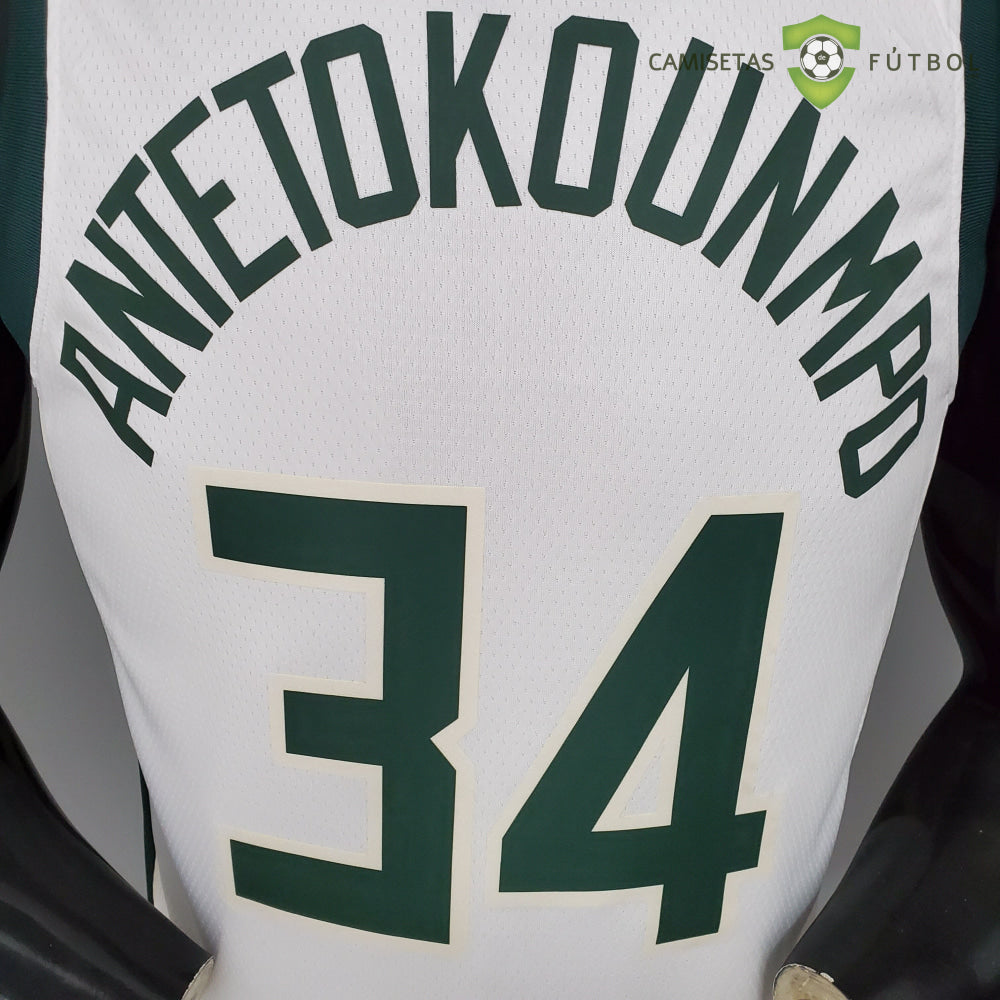 Camiseta Milwaukee Bucks 21-22 - Giannis Antetokounmpo 34 Blanco Nba