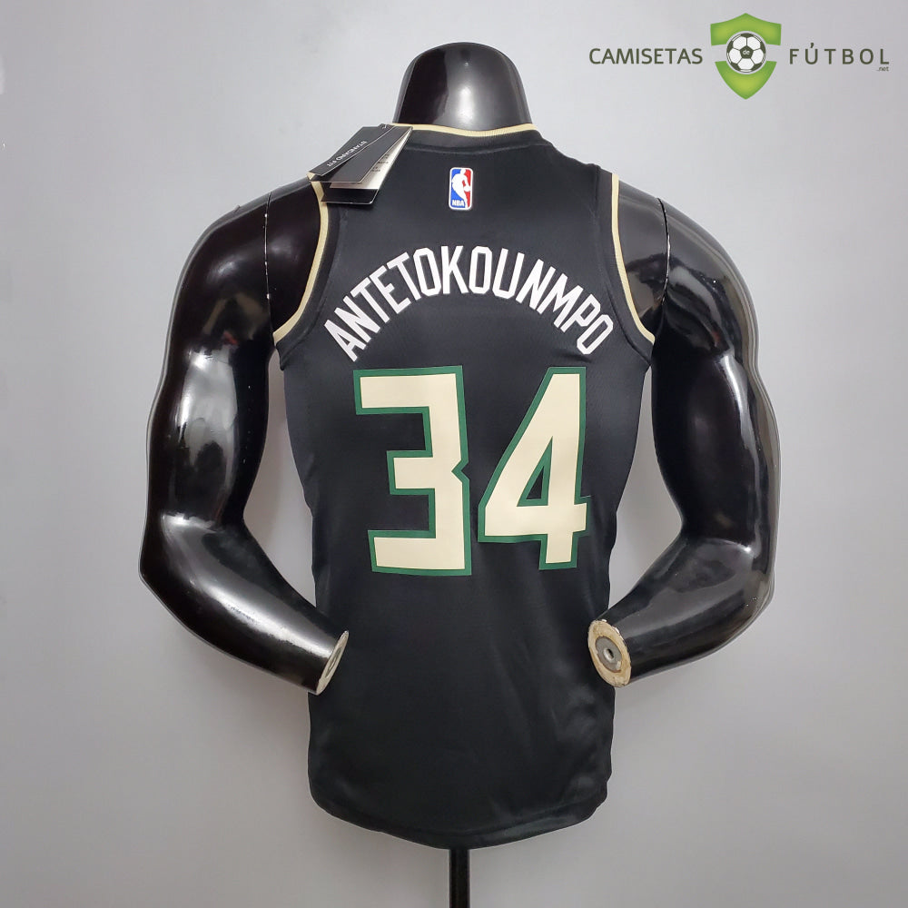 Camiseta Milwaukee Bucks 21-22 - Giannis Antetokounmpo 34 Negro Nba