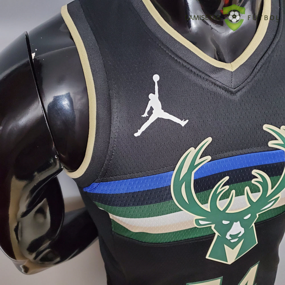 Camiseta Milwaukee Bucks 21-22 - Giannis Antetokounmpo 34 Negro Nba