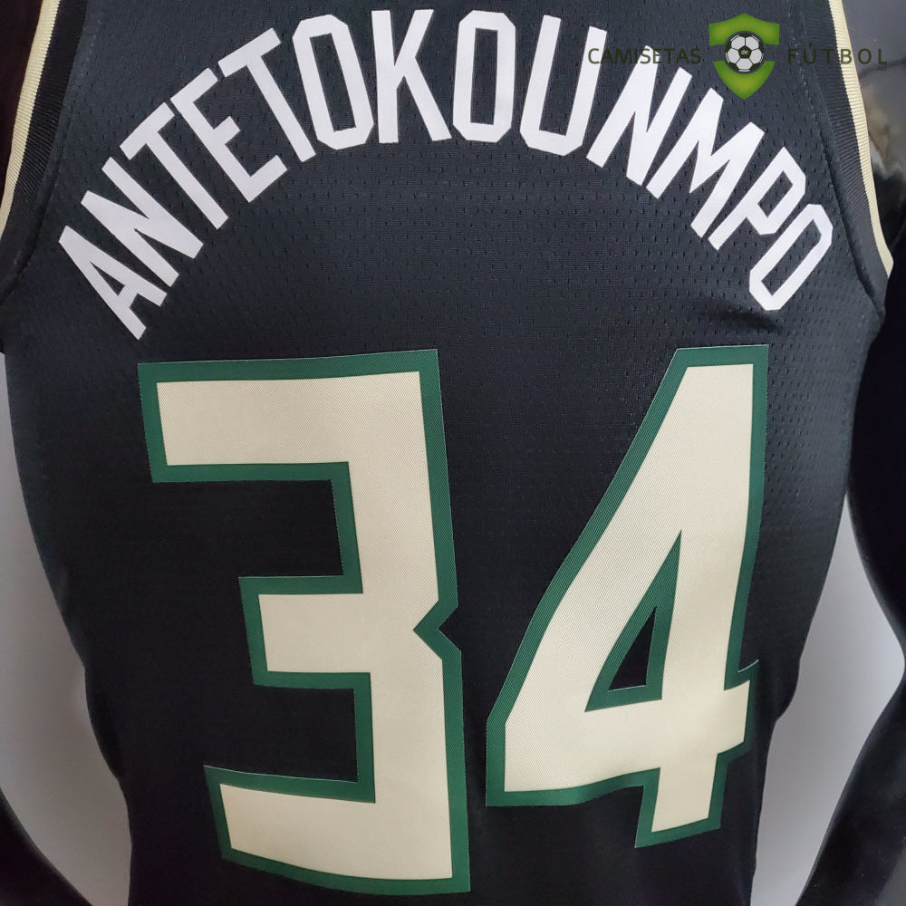 Camiseta Milwaukee Bucks 21-22 - Giannis Antetokounmpo 34 Negro Nba