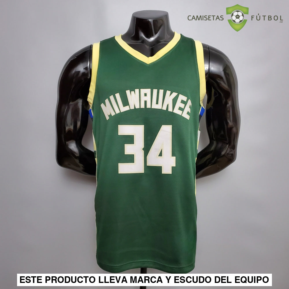 Camiseta Milwaukee Bucks 21-22 - Giannis Antetokounmpo 34 Verde Nba