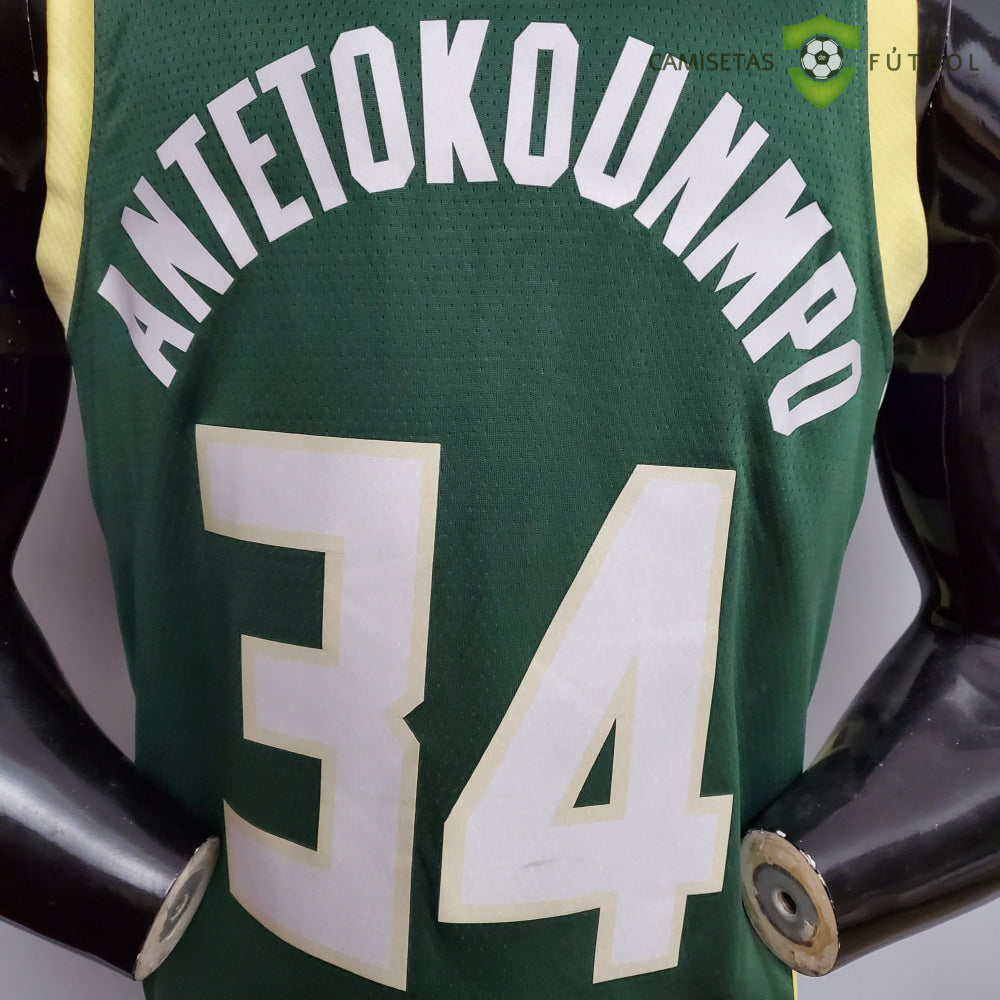 Camiseta Milwaukee Bucks 21-22 - Giannis Antetokounmpo 34 Verde Nba