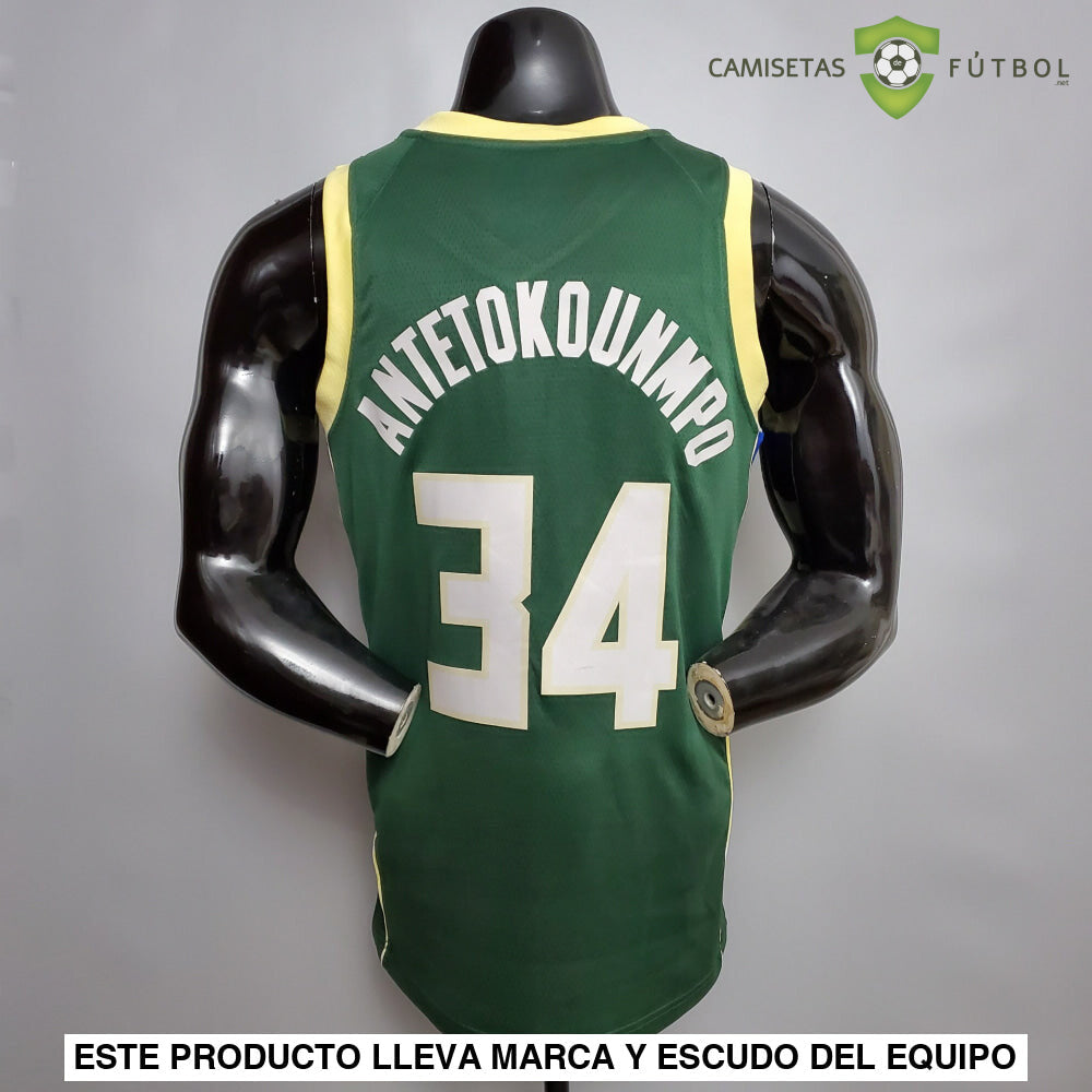 Camiseta Milwaukee Bucks 21 - 22 - Giannis Antetokounmpo 34 Verde De Futbol