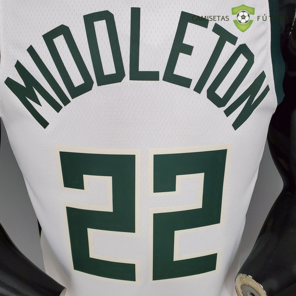 Camiseta Milwaukee Bucks 21-22 - Khris Middleton 22 Blanco Nba