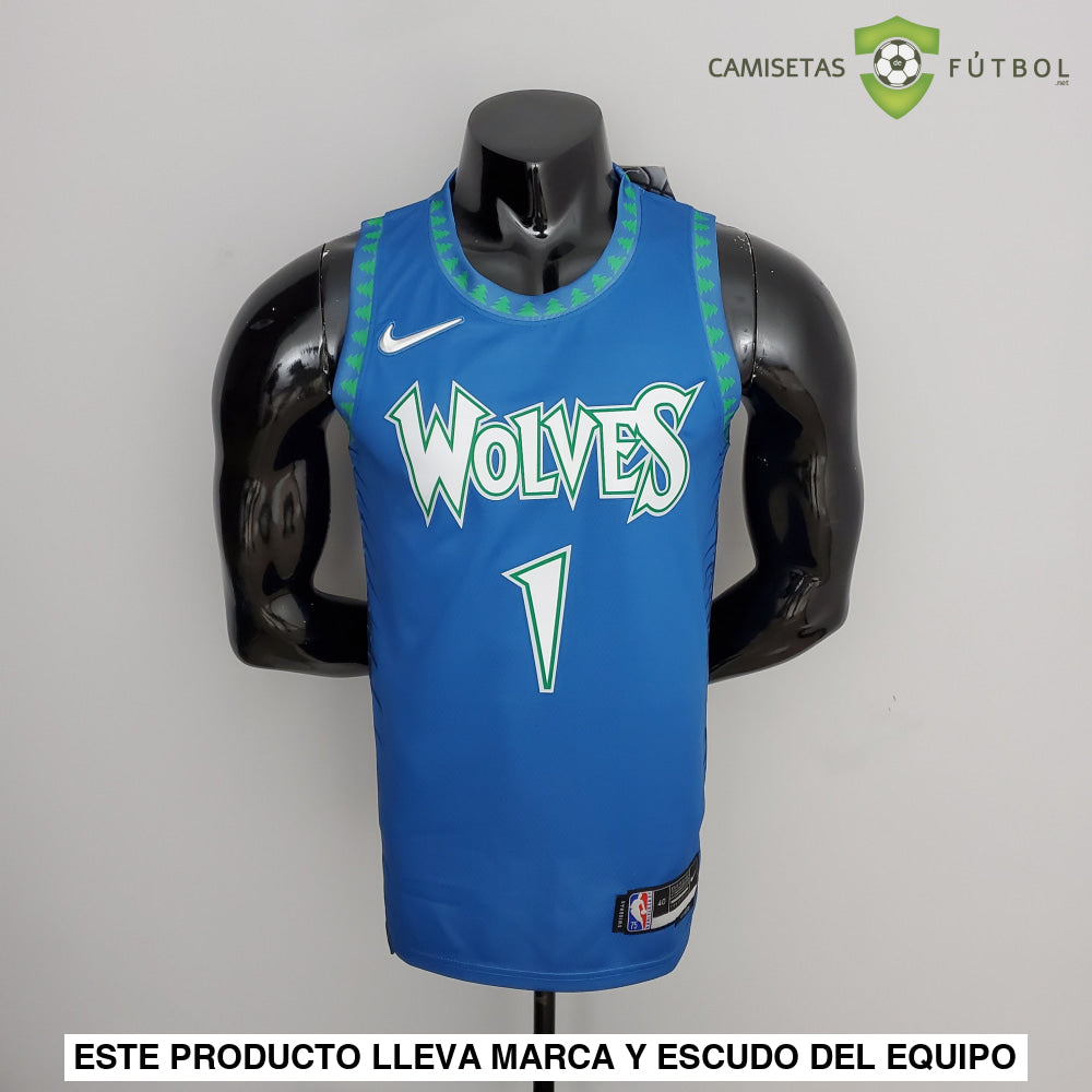 Camiseta Minnesota Timberwolves 21-22 - Anthony Edwards 1 Azul Nba