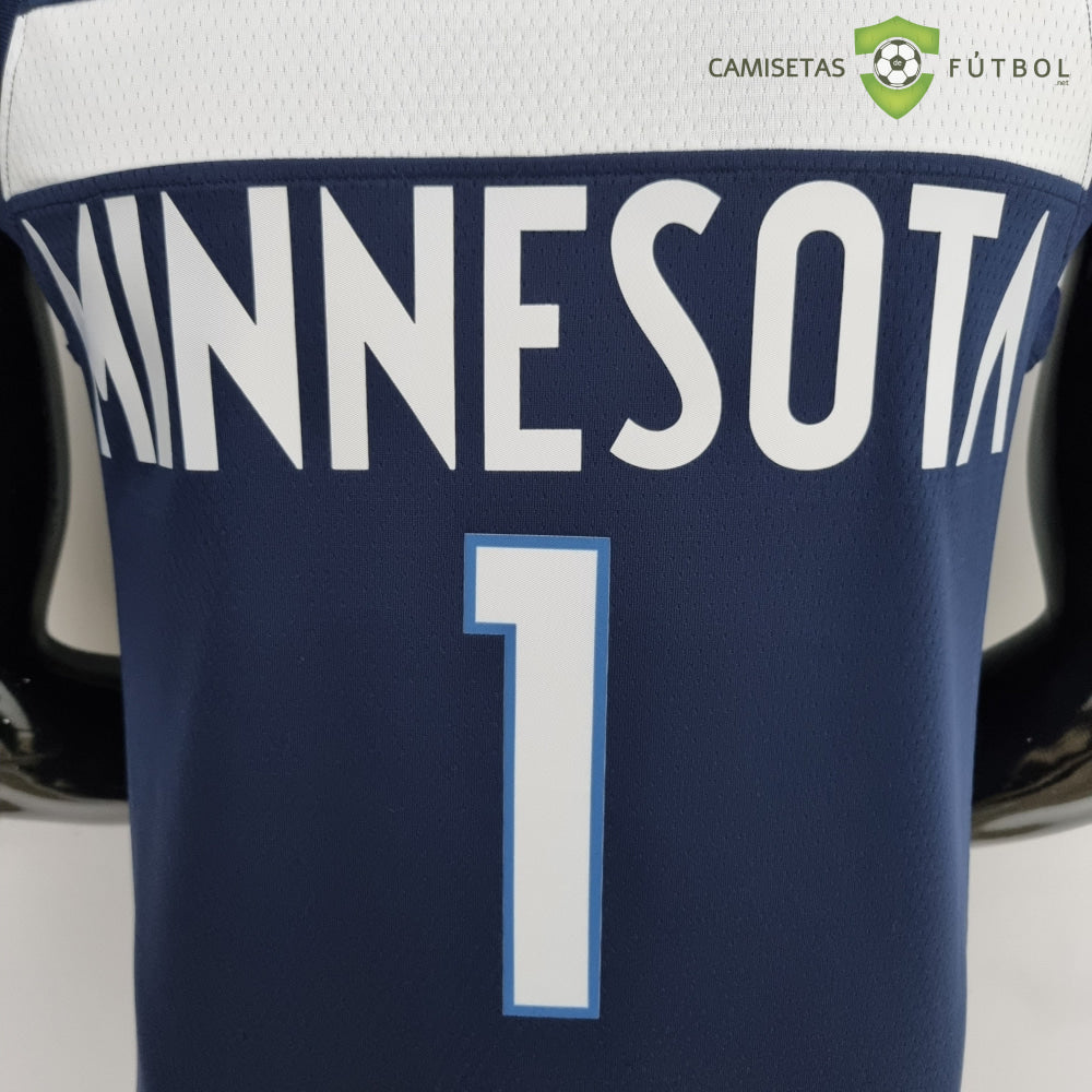 Camiseta Minnesota Timberwolves 21-22 - Anthony Edwards 1 Azul Marino Nba