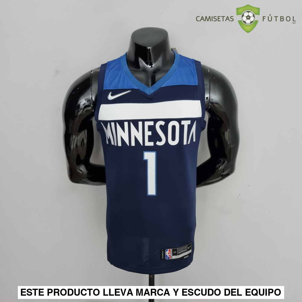 Camiseta Minnesota Timberwolves 21-22 - Anthony Edwards 1 Azul Marino Nba