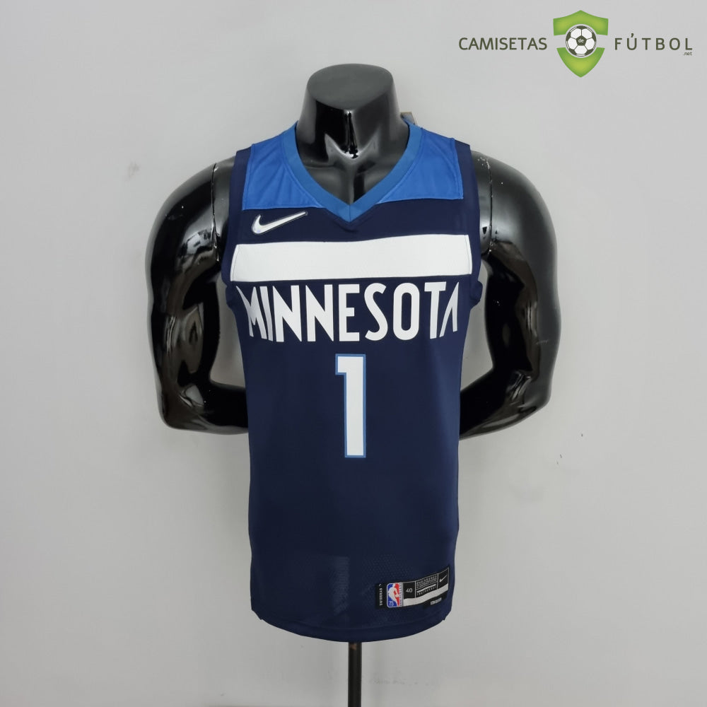 Camiseta Minnesota Timberwolves 21-22 - Anthony Edwards 1 Azul Marino Nba