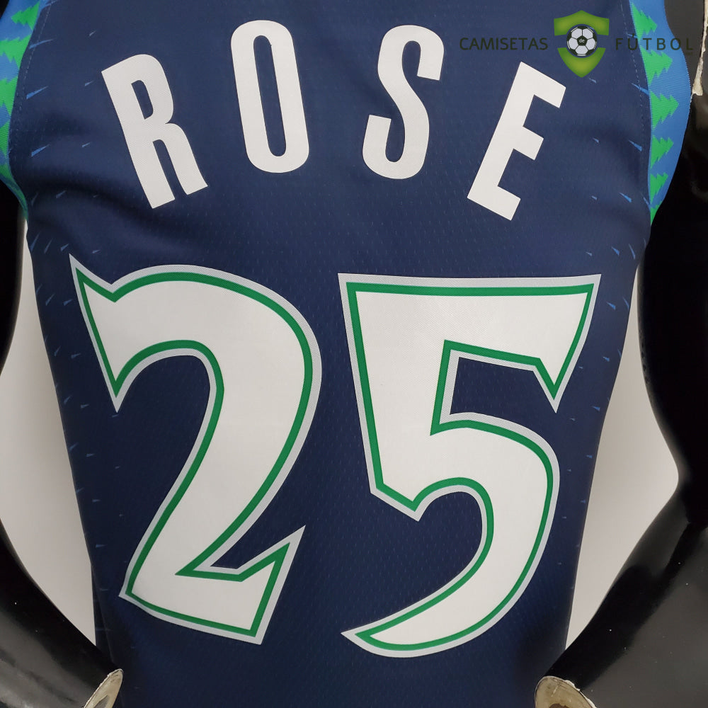 Camiseta Minnesota Timberwolves 21-22 - Derrick Rose 25 Azul Nba