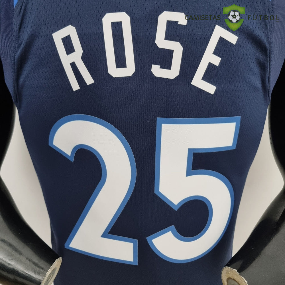 Camiseta Minnesota Timberwolves 21-22 - Derrick Rose 25 Azul Marino Nba