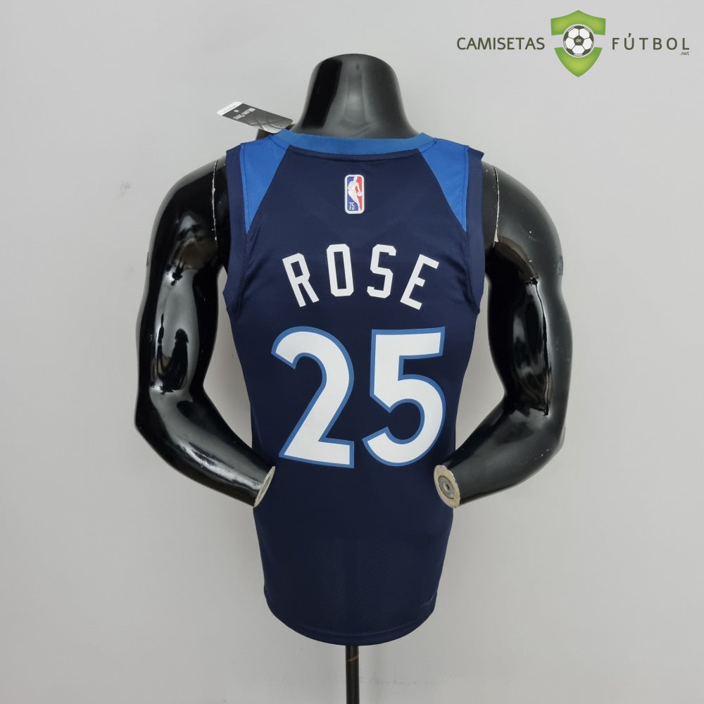 Camiseta Minnesota Timberwolves 21-22 - Derrick Rose 25 Azul Marino Nba
