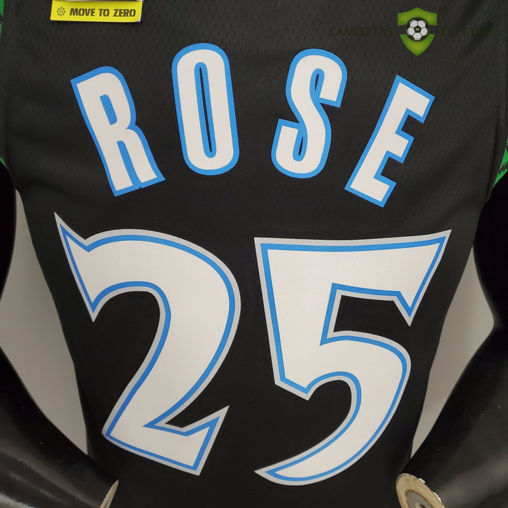 Camiseta Minnesota Timberwolves 21-22 - Derrick Rose 25 Negro Nba