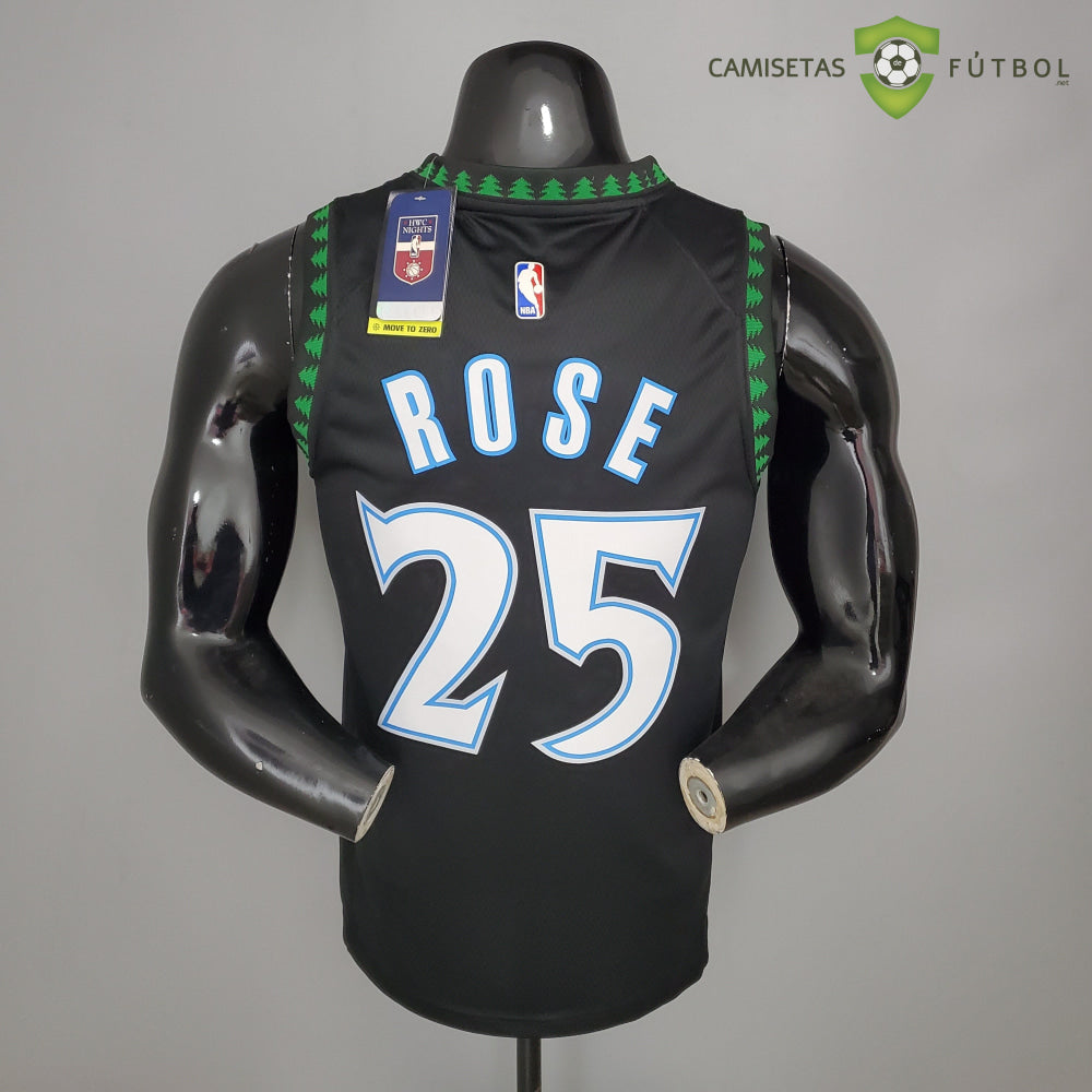 Camiseta Minnesota Timberwolves 21-22 - Derrick Rose 25 Negro Nba