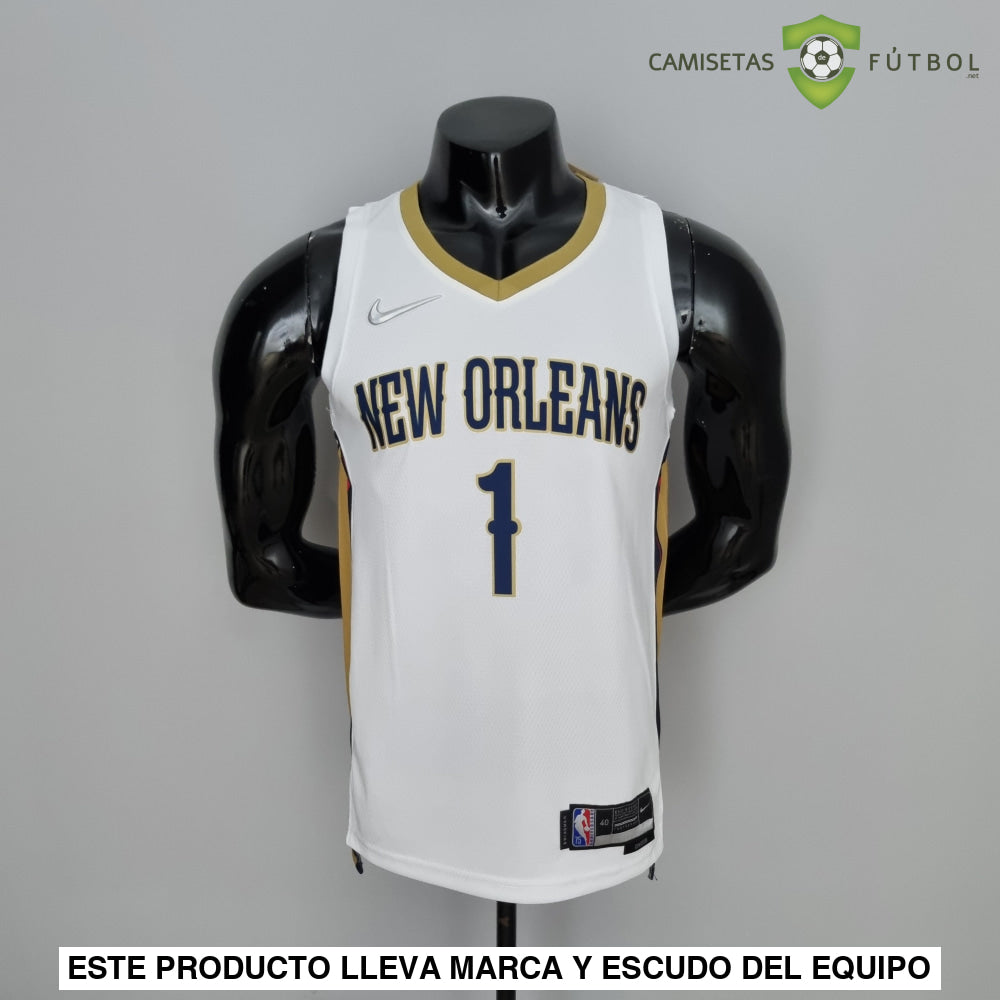 Camiseta New Orleans Pelicans 21-22 - Zion Williamson 1 Blanco Dorado Nba