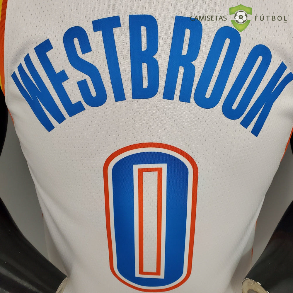 Camiseta Oklahoma City Thunder 21-22 - Russell Westbrook 0 Blanco Azul Nba