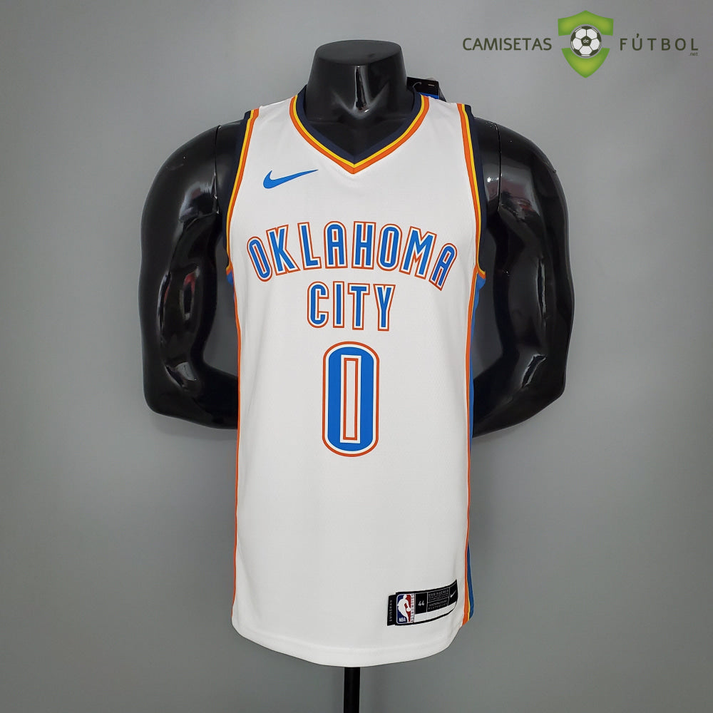 Camiseta Oklahoma City Thunder 21-22 - Russell Westbrook 0 Blanco Azul Nba
